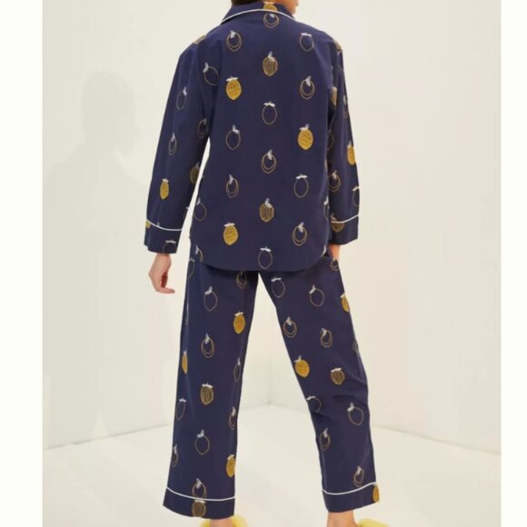 Anthropologie Women's Blue Lemon Drop Embroidered Pajama Set - Size S Small - Picture 8 of 8